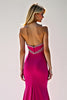 Load image into Gallery viewer, Fuchsia Strapless Beaded Long Satin Prom Dress with Slit