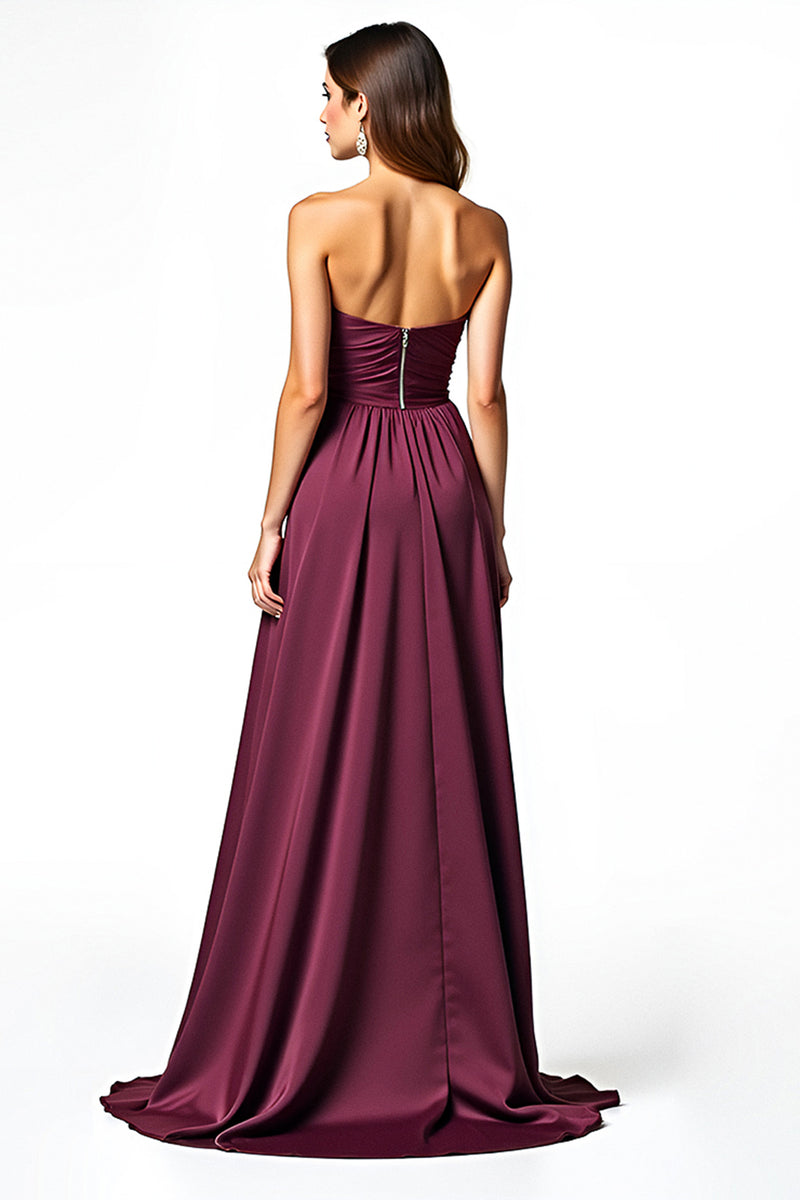 Load image into Gallery viewer, A Line Burgundy Sweetheart Long Ruched Formal Dress