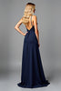 Load image into Gallery viewer, Navy V-Neck Long Ruched Formal Dress with Slit