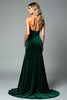 Load image into Gallery viewer, Dark Green Sheath Velvet Strapless Long Prom Dress with Slit