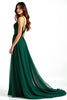 Load image into Gallery viewer, Dark Green A Line Spaghetti Straps Long Prom Dress with Slit