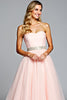 Load image into Gallery viewer, Light Pink A Line Strapless Ruched Long Prom Dress with Beading