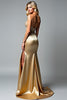 Load image into Gallery viewer, Golden Beaded Sweetheart Long Prom Dress with Slit