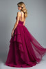 Load image into Gallery viewer, Burgundy A Line Tiered Asymmetrical Chiffon Formal Dress