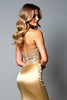 Load image into Gallery viewer, Golden Satin Sweetheart Long Prom Dress with Beading