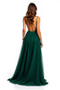 Load image into Gallery viewer, Dark Green Tulle Long Beaded Formal Dress with Slit