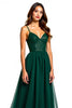 Load image into Gallery viewer, Dark Green Tulle Long Beaded Formal Dress with Slit