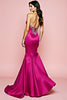 Load image into Gallery viewer, Fuchsia Satin Strapless Long Beaded Prom Dress