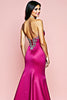 Load image into Gallery viewer, Fuchsia Satin Strapless Long Beaded Prom Dress