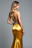 Load image into Gallery viewer, Golden Beaded Strapless Mermaid Long Prom Dress with Slit