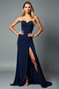 Load image into Gallery viewer, Navy Sweetheart Long Chiffon Formal Dress with Slit