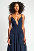 Load image into Gallery viewer, Navy A Line Long Ruched Long Prom Dress