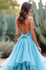 Load image into Gallery viewer, Blue Halter Neck Ball Gown Long Prom Dress with Ruffles