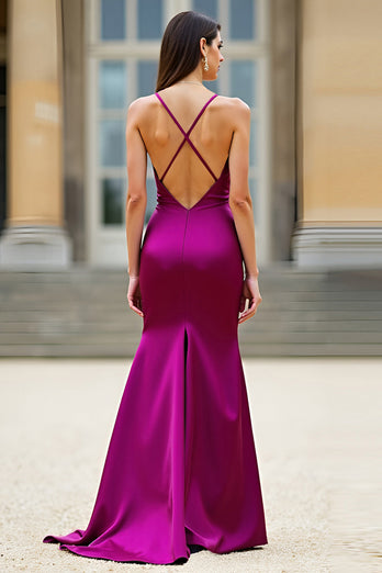 Dark Purple Spaghetti Straps Mermaid Long Prom Dress