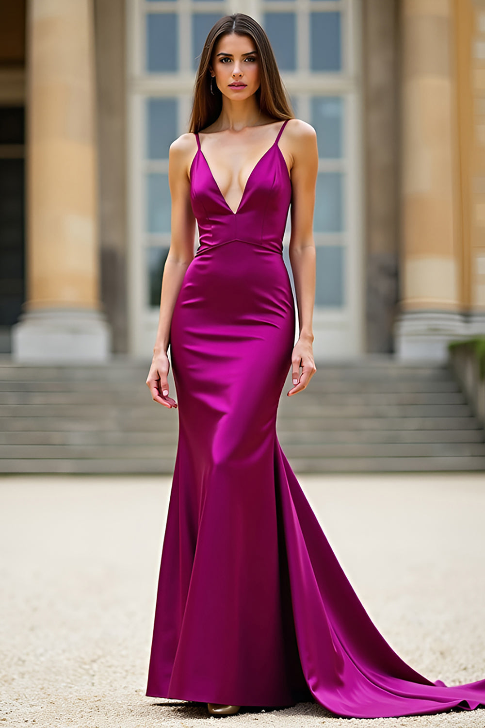 Dark Purple Spaghetti Straps Mermaid Long Prom Dress