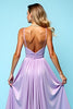 Load image into Gallery viewer, Lilac A Line Ruched Chiffon Bridesmaid Dress with Slit