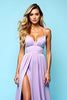 Load image into Gallery viewer, Lilac A Line Ruched Chiffon Bridesmaid Dress with Slit