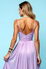 Load image into Gallery viewer, Lilac A Line Ruched Chiffon Bridesmaid Dress with Slit