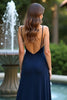 Load image into Gallery viewer, Navy Sheath Long Chiffon Wedding Guest Dress with Slit