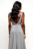 Load image into Gallery viewer, Grey V-Neck Long Chiffon Wedding Guest Dress with Beading