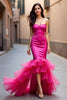 Load image into Gallery viewer, Fuchsia Strapless Sheath Asymmetrical Prom Dress