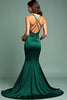 Load image into Gallery viewer, Dark Green Deep V-Neck Spaghetti Straps Long Prom Dress