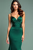 Load image into Gallery viewer, Dark Green Deep V-Neck Spaghetti Straps Long Prom Dress