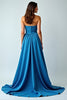 Load image into Gallery viewer, Blue Strapless Ruched Long Wedding Guest Dress with Slit