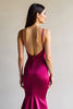 Load image into Gallery viewer, Sheath Spaghetti Straps Fuchsia Satin Long Prom Dress