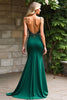 Load image into Gallery viewer, Dark Green Beaded Spaghetti Straps Long Prom Dress with Slit