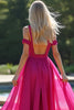 Load image into Gallery viewer, Fuchsia Cold Shoulder A Line Long Tulle Prom Dress