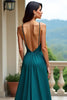 Load image into Gallery viewer, Peacock Green Backless V-Neck Long Prom Dress with Slit