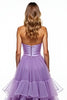 Load image into Gallery viewer, Purple Strapless Ruffled Long Tiered Tulle Prom Dress with Slit