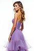 Load image into Gallery viewer, Purple Strapless Ruffled Long Tiered Tulle Prom Dress with Slit