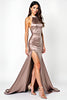 Load image into Gallery viewer, Halter Neck Dusty Rose Long Satin Prom Dress with Slit