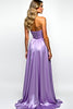 Load image into Gallery viewer, Purple Strapless Ruched Long Prom Dress with Slit