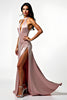 Load image into Gallery viewer, Halter Neck Blush Backless Long Prom Dress with Slit