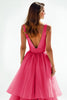 Load image into Gallery viewer, Hot Pink A Line Beaded Tiered Long Prom Dress