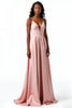 Load image into Gallery viewer, Blush A Line Spaghetti Straps Long Satin Wedding Guest Dress