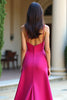 Load image into Gallery viewer, Fuchsia Spaghetti Straps Square Neck Long Prom Dress with Slit