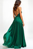 Load image into Gallery viewer, Dark Green A Line Backless Long Prom Dress with Slit