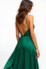 Load image into Gallery viewer, Dark Green A Line Backless Long Prom Dress with Slit