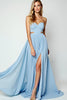 Load image into Gallery viewer, Blue Strapless Cut-Out Long Wedding Guest Dress with Slit