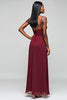 Load image into Gallery viewer, Burgundy Elegant A Line Long Chiffon Bridesmaid Dress