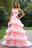 Load image into Gallery viewer, Pink Ball Gown Sweetheart Tiered Long Prom Dress