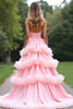 Load image into Gallery viewer, Pink Ball Gown Sweetheart Tiered Long Prom Dress