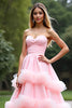 Load image into Gallery viewer, Pink Ball Gown Sweetheart Tiered Long Prom Dress