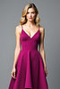 Load image into Gallery viewer, Dark Purple A Line V-Neck Long Satin Formal Dress with Ruffles