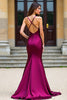 Load image into Gallery viewer, Dark Purple Satin V-Neck Spaghetti Straps Long Prom Dress