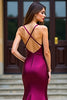 Load image into Gallery viewer, Dark Purple Satin V-Neck Spaghetti Straps Long Prom Dress